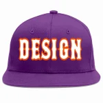 Custom Purple White-Orange Flat Eaves Sport Baseball Cap Design for Men/Women/Youth