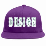 Custom Purple White-Kelly Green Flat Eaves Sport Baseball Cap Design for Men/Women/Youth