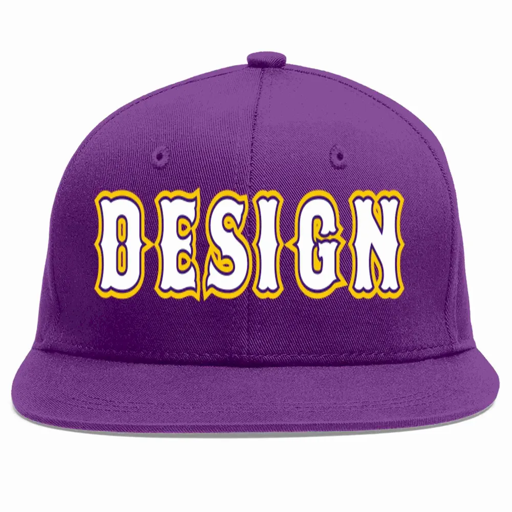 Custom Purple White-purple Flat Eaves Sport Baseball Cap Design for Men/Women/Youth