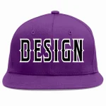Custom Purple Black-White Flat Eaves Sport Baseball Cap Design for Men/Women/Youth