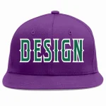 Custom Purple Kelly Green-White Flat Eaves Sport Baseball Cap Design for Men/Women/Youth