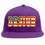 Custom Purple Vintage USA Flag-Gold Flat Eaves Sport Baseball Cap Design for Men/Women/Youth