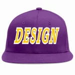 Custom Purple Gray-White Flat Eaves Sport Baseball Cap Design for Men/Women/Youth