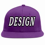 Custom Purple White-Black Flat Eaves Sport Baseball Cap Design for Men/Women/Youth
