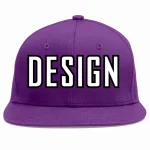 Custom Purple Orange-White Flat Eaves Sport Baseball Cap Design for Men/Women/Youth