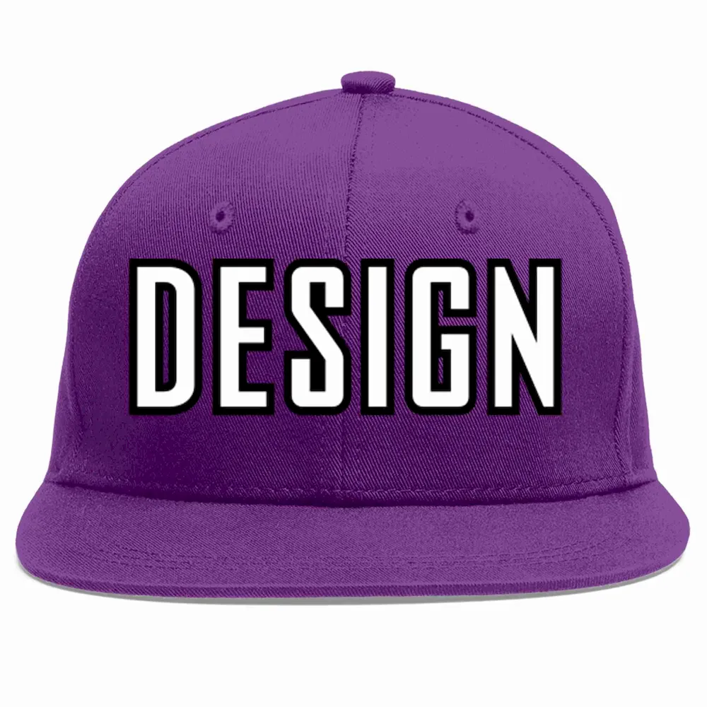 Custom Purple Orange-White Flat Eaves Sport Baseball Cap Design for Men/Women/Youth