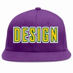 Custom Purple Vintage USA Flag-Gold Flat Eaves Sport Baseball Cap Design for Men/Women/Youth