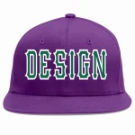 Custom Purple White-Gold Flat Eaves Sport Baseball Cap Design for Men/Women/Youth