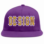 Custom Purple Gold-purple Flat Eaves Sport Baseball Cap Design for Men/Women/Youth