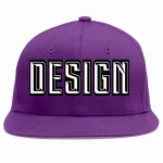 Custom Purple White-Black Flat Eaves Sport Baseball Cap Design for Men/Women/Youth