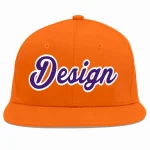 Custom Orange purple-White Flat Eaves Sport Baseball Cap Design for Men/Women/Youth