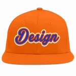 Custom Orange Royal-Orange Flat Eaves Sport Baseball Cap Design for Men/Women/Youth