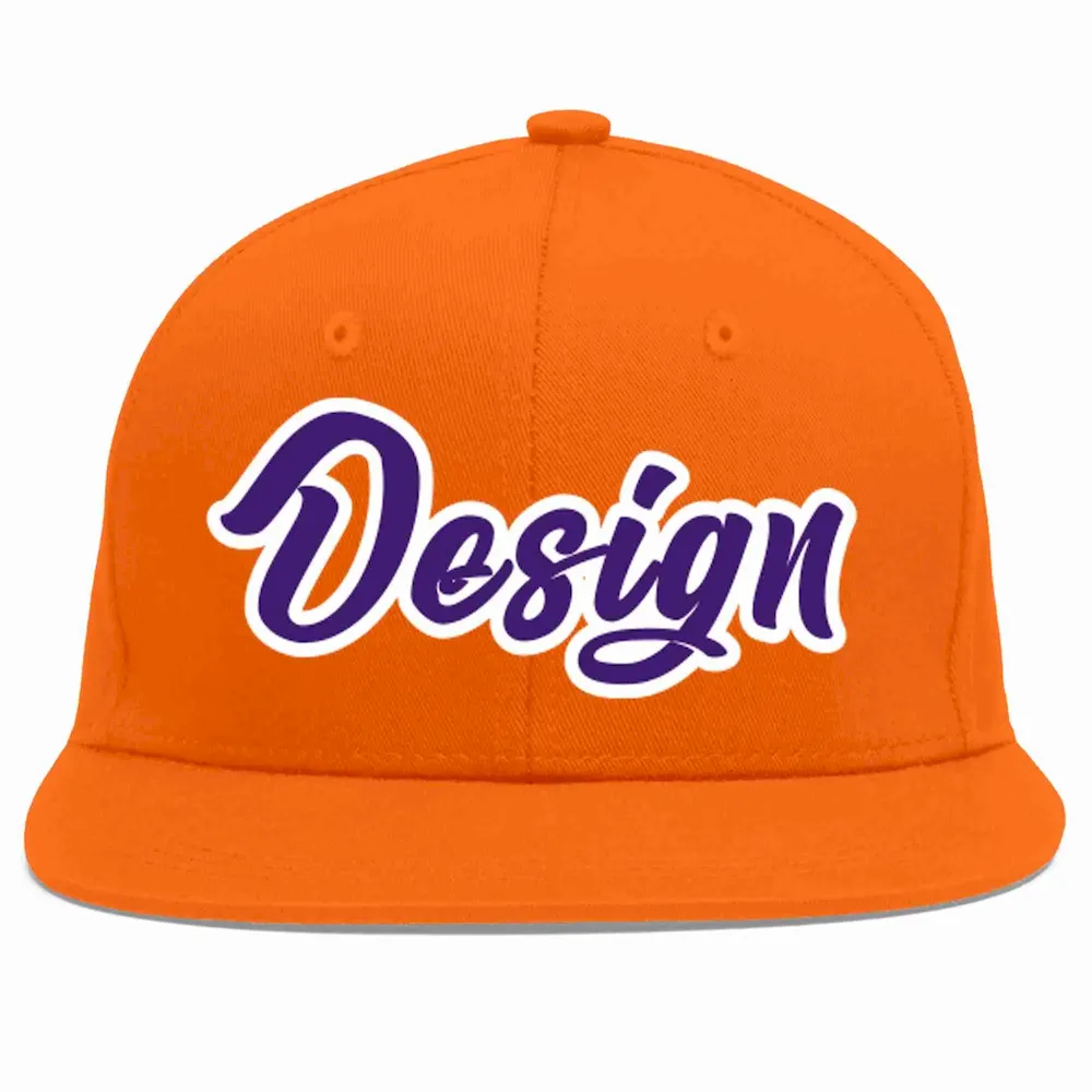 Custom Orange White-Gray Flat Eaves Sport Baseball Cap Design for Men/Women/Youth