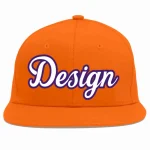 Custom Orange White-purple Flat Eaves Sport Baseball Cap Design for Men/Women/Youth