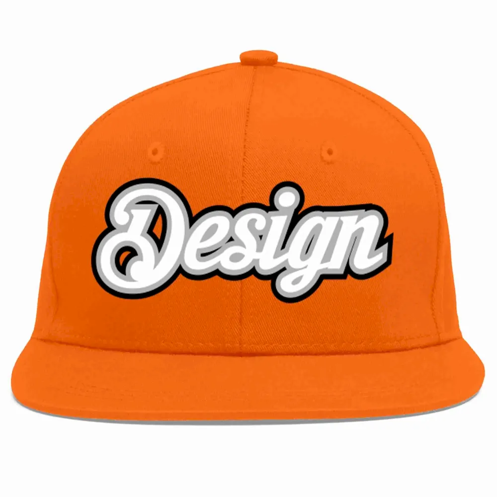 Custom Orange White-Gray Flat Eaves Sport Baseball Cap Design for Men/Women/Youth