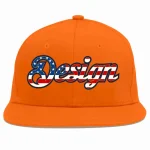 Custom Orange Vintage USA Flag-Gold Flat Eaves Sport Baseball Cap Design for Men/Women/Youth