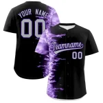 Custom Black Personalized 3D Flame Design Authentic Baseball Jersey