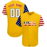 Custom Powder Blue White-Red American Flag Authentic Baseball Jersey