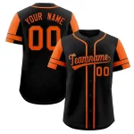 Custom Black Orange Personalized Raglan Sleeves Authentic Baseball Jersey