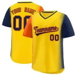 Custom Gold Orange-Navy Personalized Raglan Sleeves Authentic Pullover Baseball Jersey