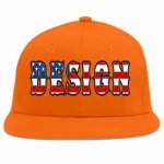 Custom Orange Vintage USA Flag-Gold Flat Eaves Sport Baseball Cap Design for Men/Women/Youth