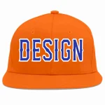 Custom Orange Royal-White Flat Eaves Sport Baseball Cap Design for Men/Women/Youth
