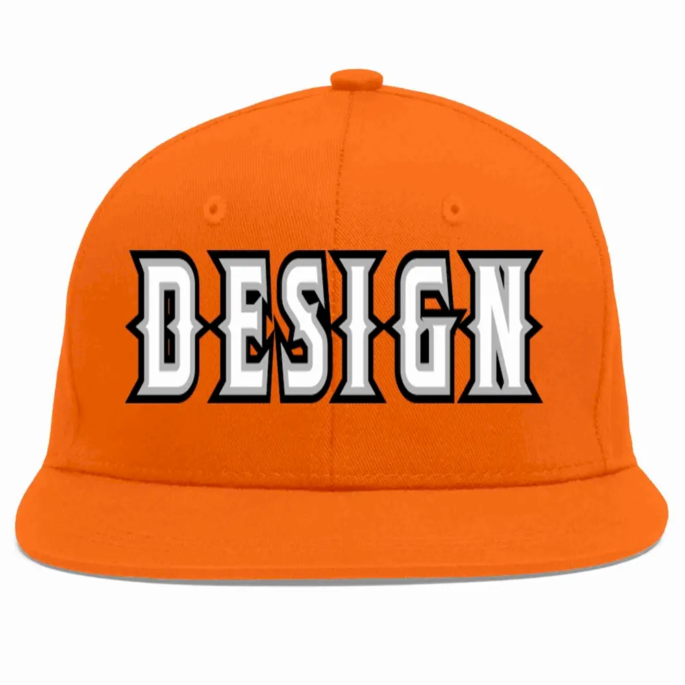 Custom Orange White-Gray Flat Eaves Sport Baseball Cap Design for Men/Women/Youth