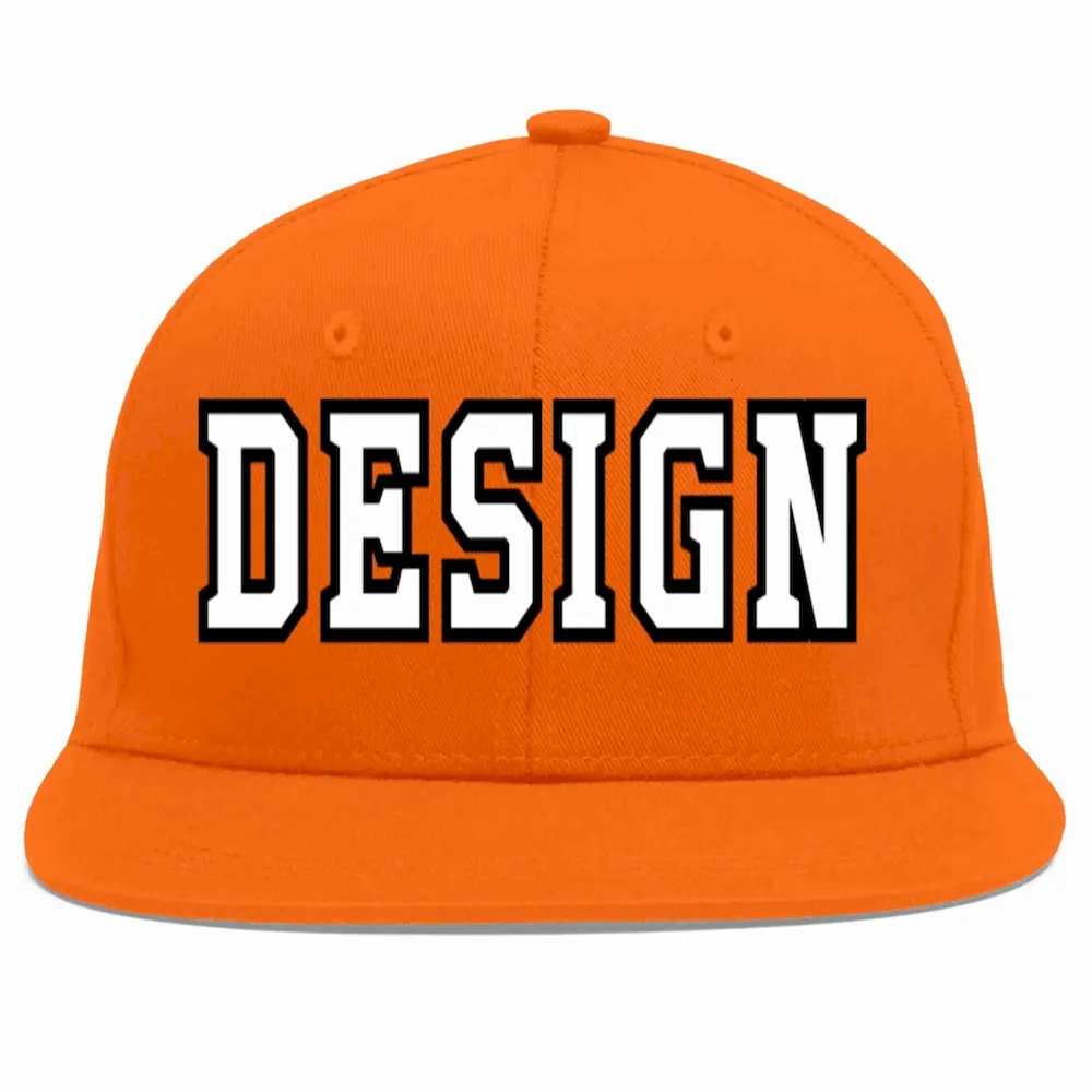 Custom Orange White-Black Flat Eaves Sport Baseball Cap Design for Men/Women/Youth
