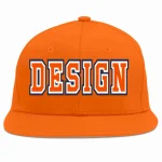 Custom Orange Orange-White Flat Eaves Sport Baseball Cap Design for Men/Women/Youth