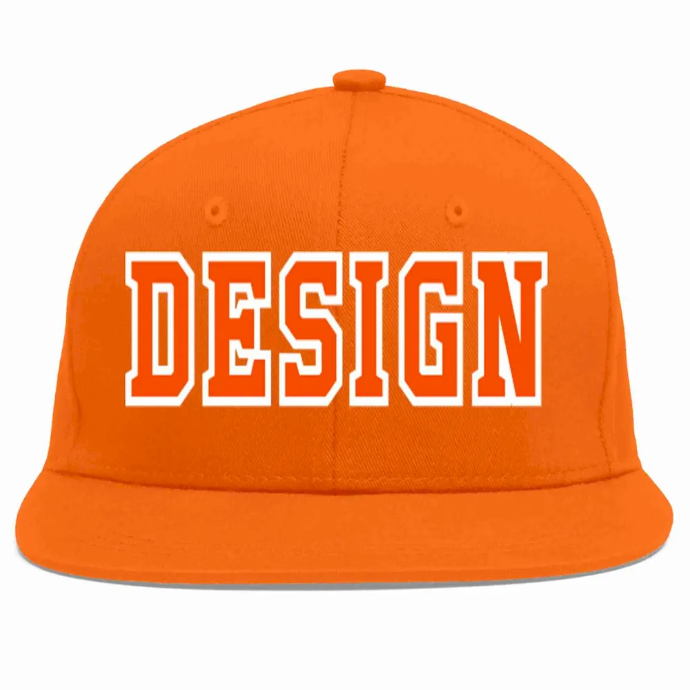 Custom Orange Navy-Orange Flat Eaves Sport Baseball Cap Design for Men/Women/Youth