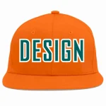 Custom Orange Aqua-White Flat Eaves Sport Baseball Cap Design for Men/Women/Youth