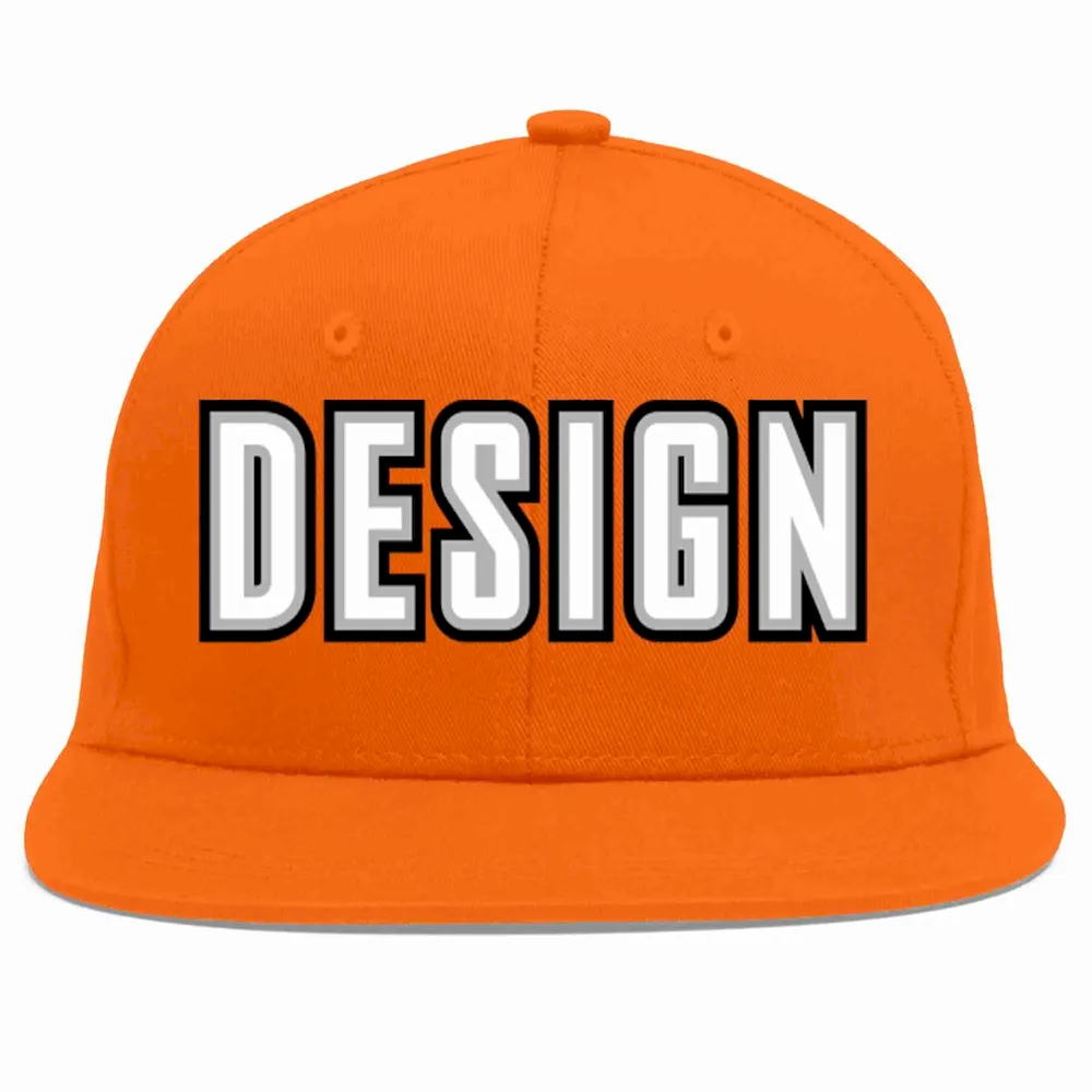 Custom Orange White-Gray Flat Eaves Sport Baseball Cap Design for Men/Women/Youth