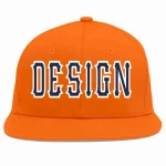 Custom Orange Navy-White Flat Eaves Sport Baseball Cap Design for Men/Women/Youth