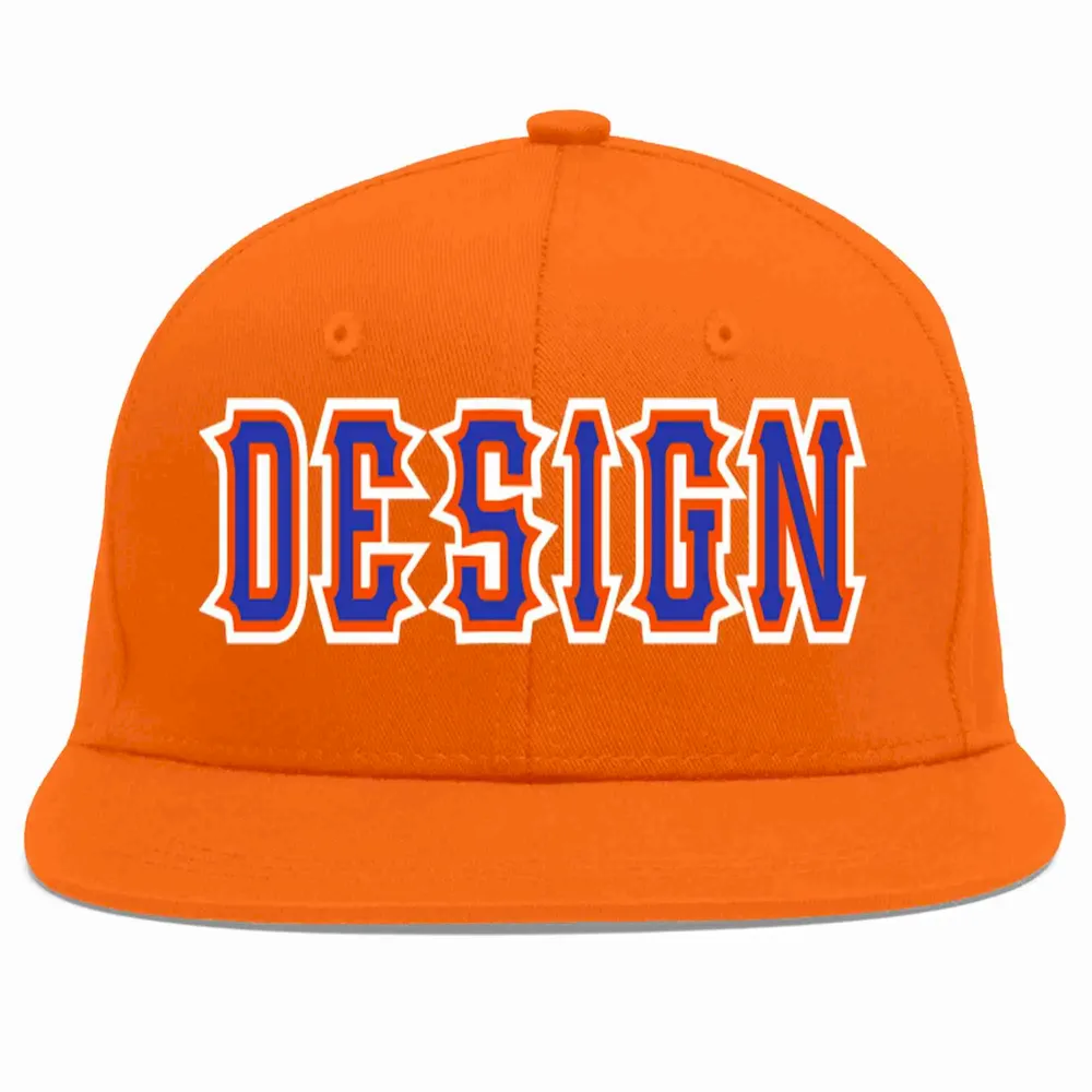 Custom Orange Royal-Orange Flat Eaves Sport Baseball Cap Design for Men/Women/Youth