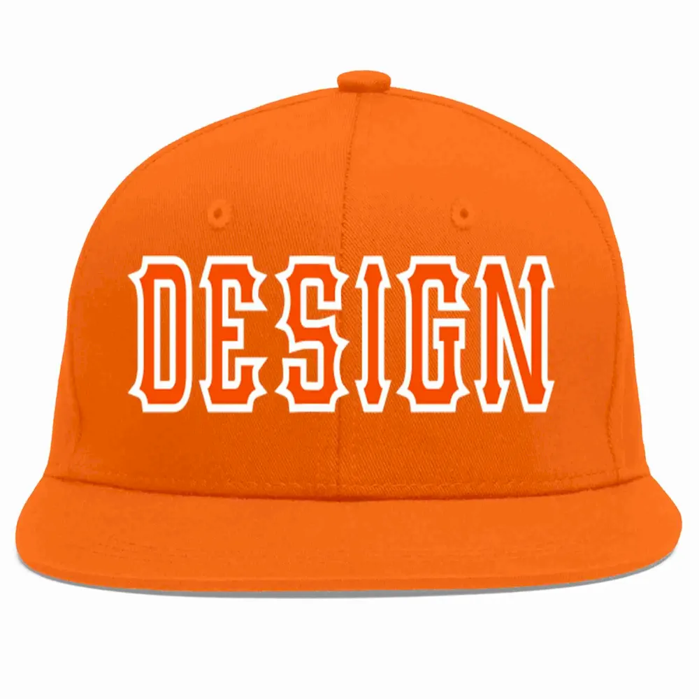 Custom Orange Orange-White Flat Eaves Sport Baseball Cap Design for Men/Women/Youth