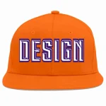 Custom Orange White-purple Flat Eaves Sport Baseball Cap Design for Men/Women/Youth