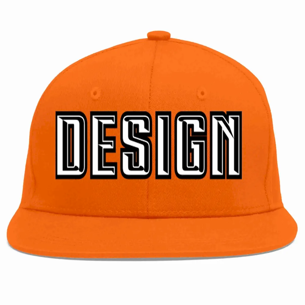 Custom Orange White-Black Flat Eaves Sport Baseball Cap Design for Men/Women/Youth