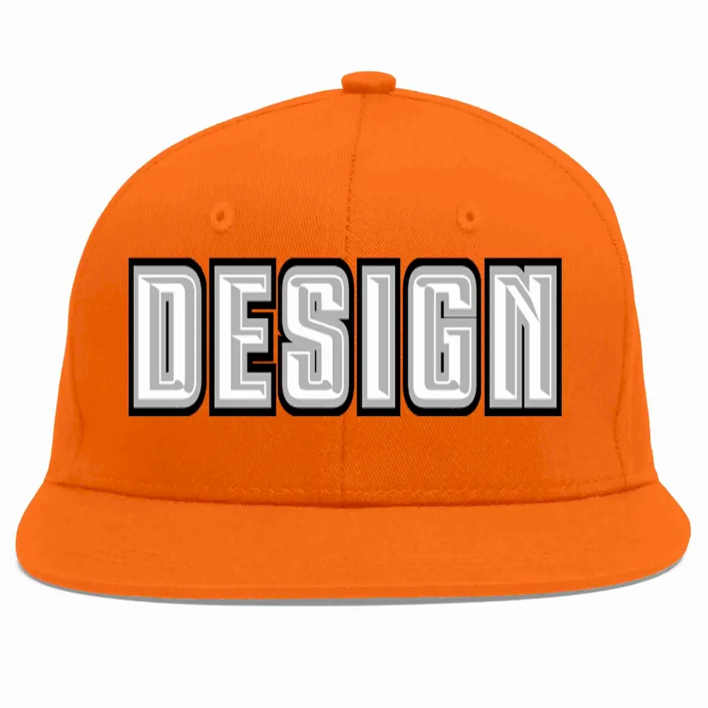 Custom Orange White-Gray Flat Eaves Sport Baseball Cap Design for Men/Women/Youth