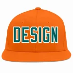 Custom Orange Aqua-White Flat Eaves Sport Baseball Cap Design for Men/Women/Youth