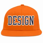 Custom Orange Navy-White Flat Eaves Sport Baseball Cap Design for Men/Women/Youth
