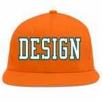 Custom Orange White-Aqua Flat Eaves Sport Baseball Cap Design for Men/Women/Youth