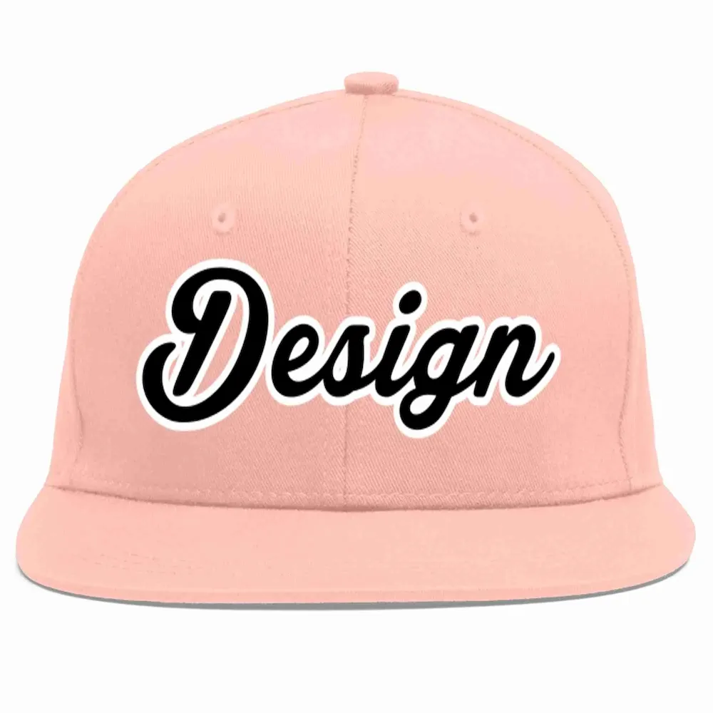 Custom Pink Black-White Flat Eaves Sport Baseball Cap Design for Men/Women/Youth