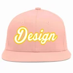 Custom Pink White-Gold Flat Eaves Sport Baseball Cap Design for Men/Women/Youth