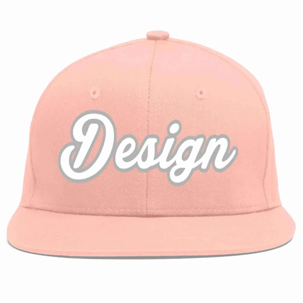 Custom Pink White-Gray Flat Eaves Sport Baseball Cap Design for Men/Women/Youth