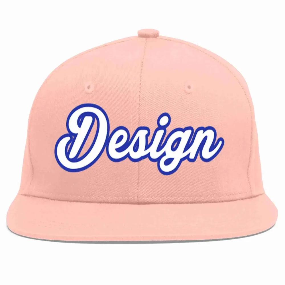 Custom Pink White-Royal Flat Eaves Sport Baseball Cap Design for Men/Women/Youth