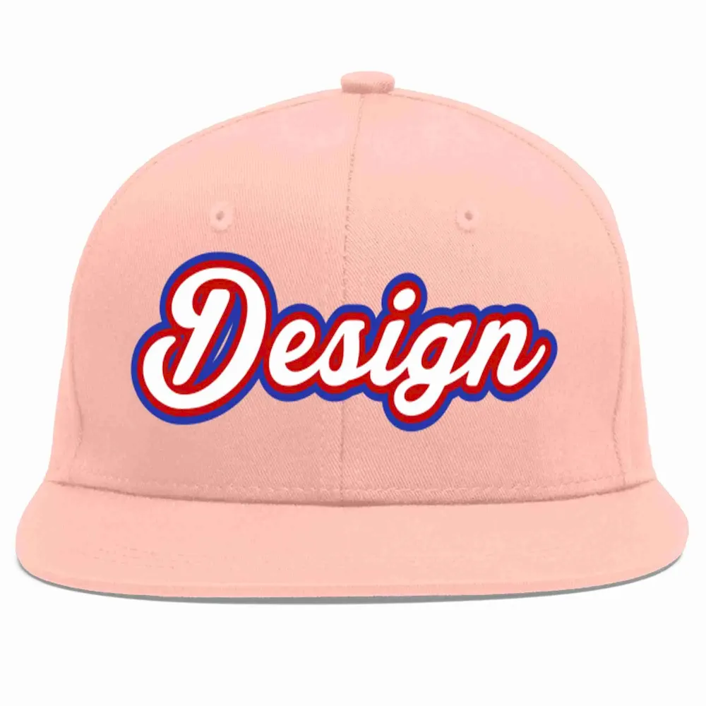 Custom Pink White-Red Flat Eaves Sport Baseball Cap Design for Men/Women/Youth