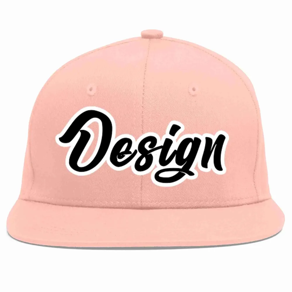 Custom Pink Black-White Flat Eaves Sport Baseball Cap Design for Men/Women/Youth