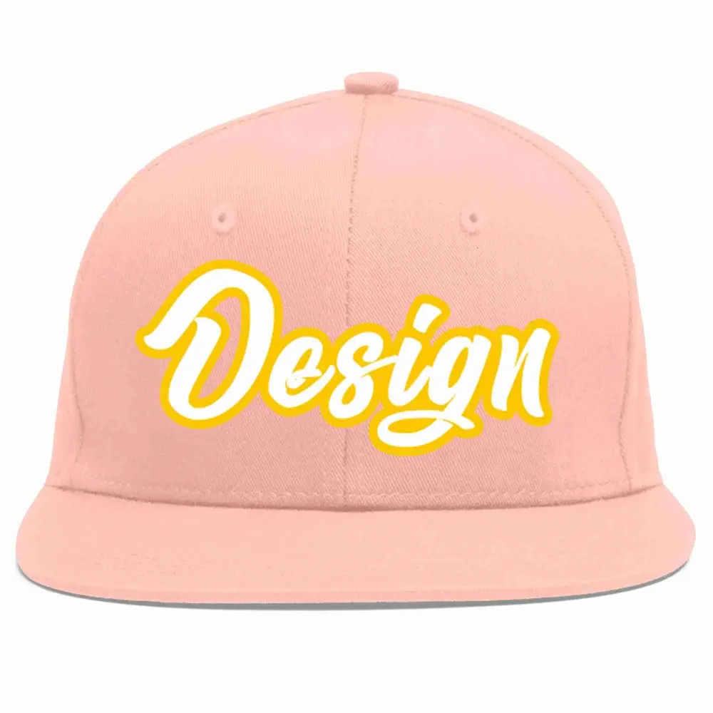 Custom Pink White-Gray Flat Eaves Sport Baseball Cap Design for Men/Women/Youth
