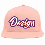 Custom Pink White-Red Flat Eaves Sport Baseball Cap Design for Men/Women/Youth