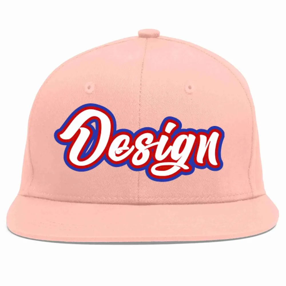 Custom Pink White-Red Flat Eaves Sport Baseball Cap Design for Men/Women/Youth